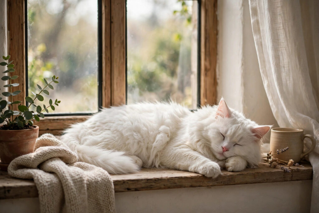 Cat following its owner around the house
